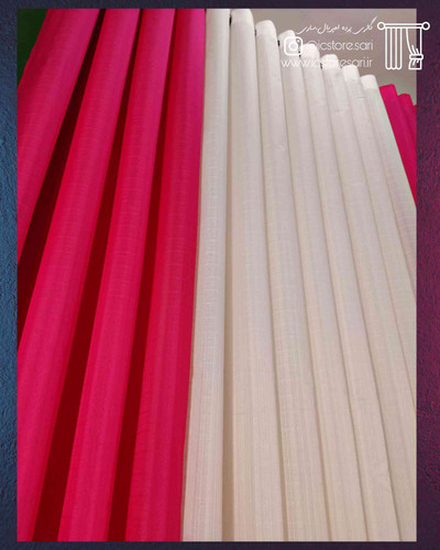 پرده آماده حریر بافتدار رنگی (طرح سرخ آبی) | مناسب اتاق خواب کودک و نوجوان